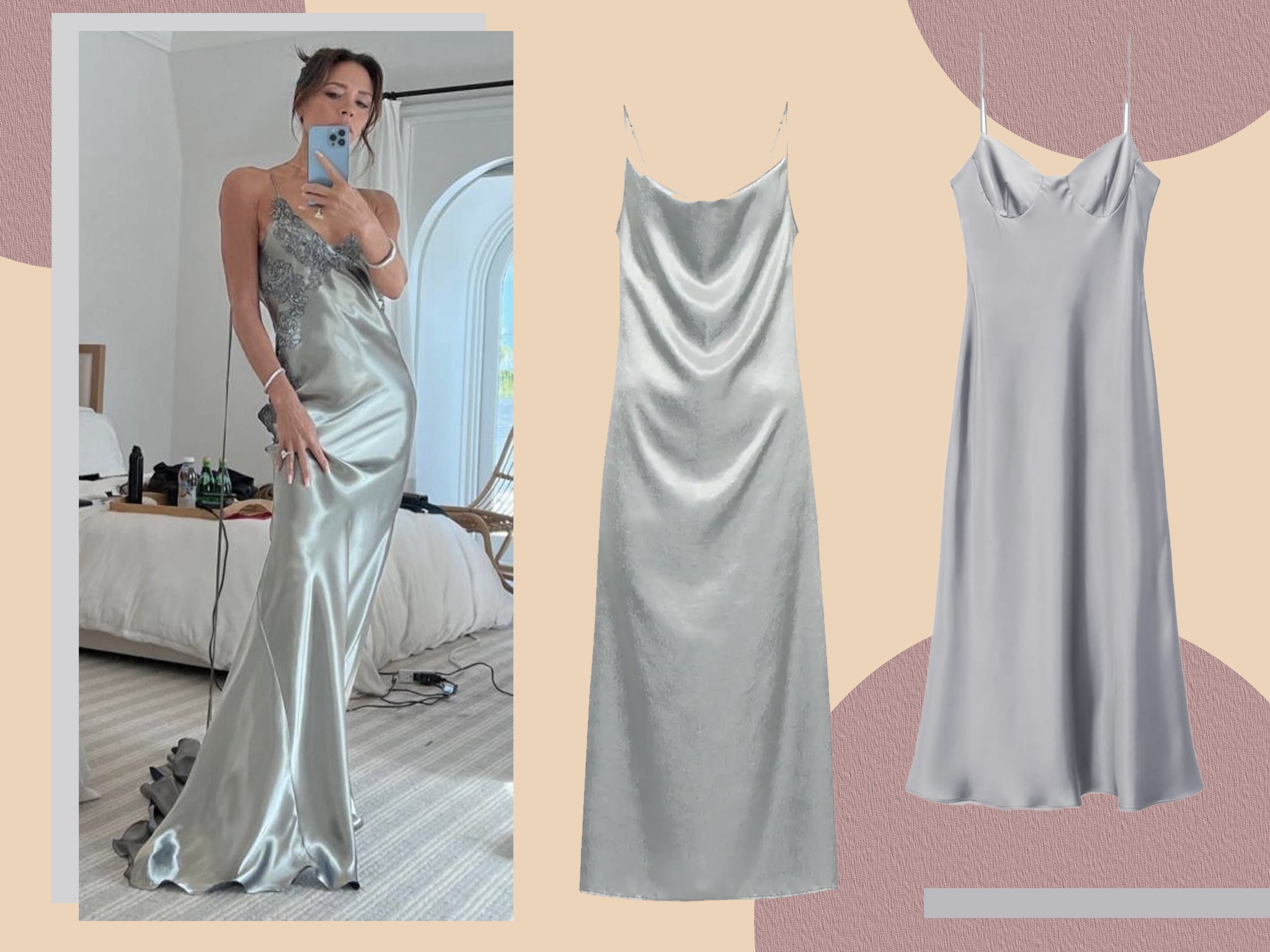 Long silver slip sales dress